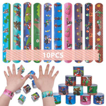 10x Super Mario Slap Band Snap Bracelet Kid Party Bags Favour Stocking