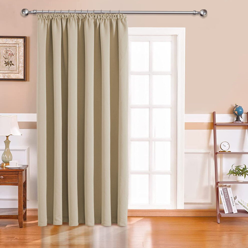 (Cream Pencil Pleat) Thermal Blackout Curtains Room Divider Door Curtain