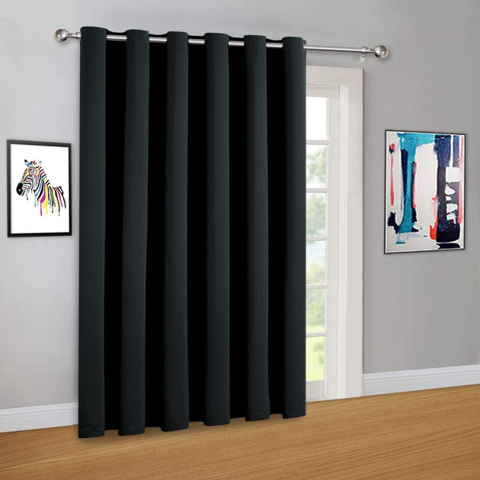 (Black Eyelet) Thermal Blackout Curtains Room Divider Door Curtain