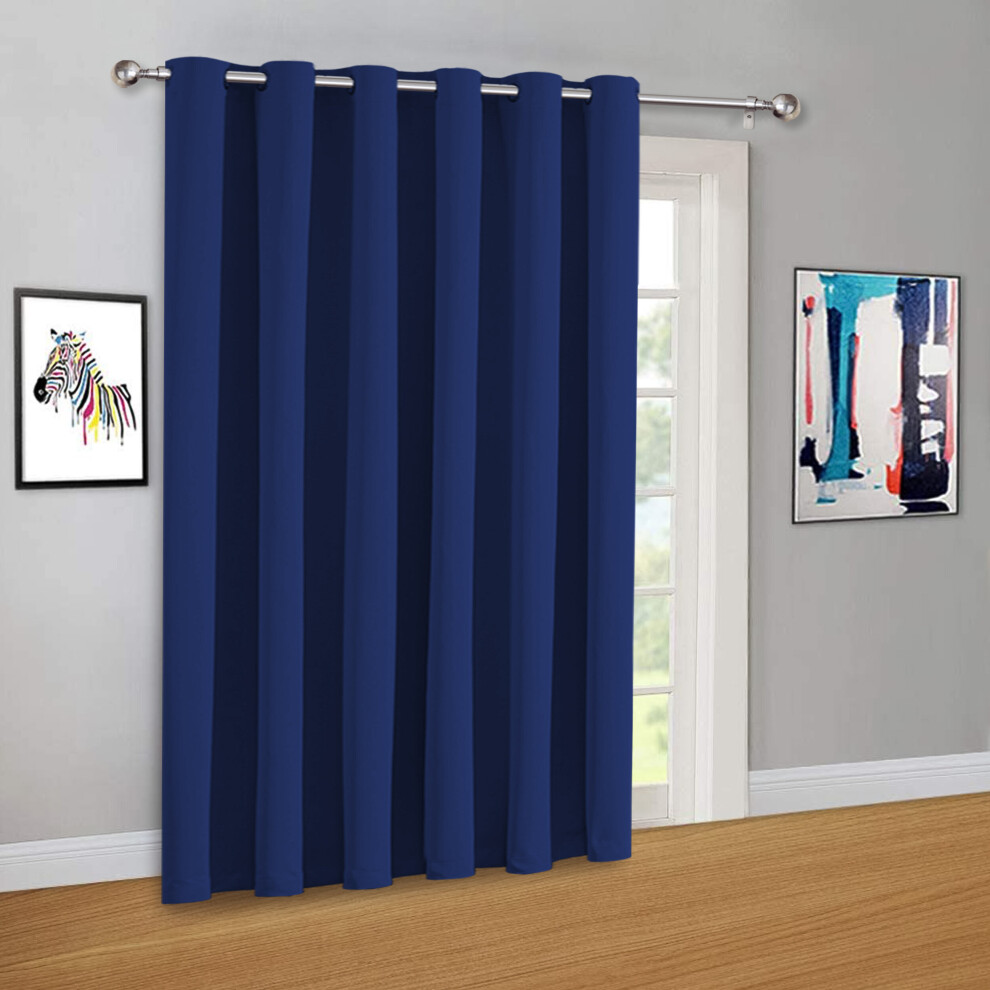 (Navy Eyelet) Thermal Blackout Curtains Room Divider Door Curtain