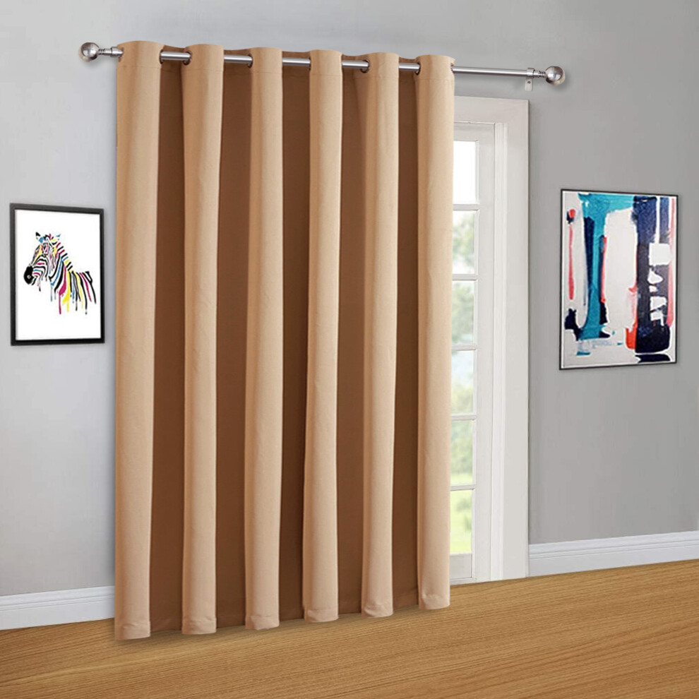 (Beige Eyelet) Thermal Blackout Curtains Room Divider Door Curtain