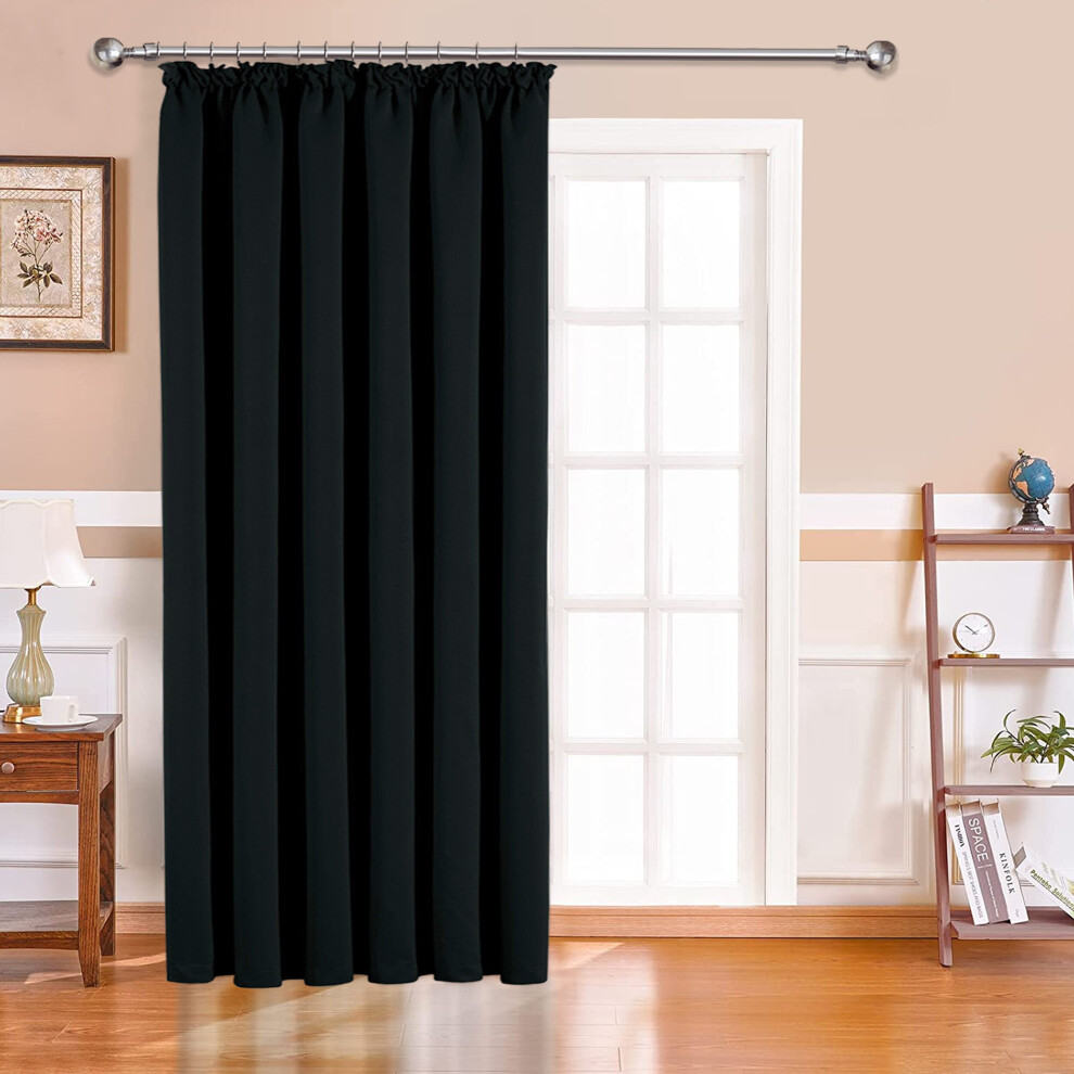 (Black Pencil Pleat) Thermal Blackout Curtains Room Divider Door Curtain