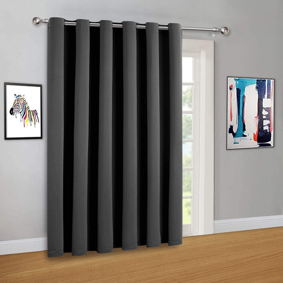 (Grey Eyelet) Thermal Blackout Curtains Room Divider Door Curtain