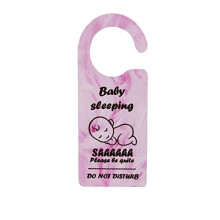 Shhh Baby Sleeping 'Do Not Disturb' Bedroom Door Sign Pink