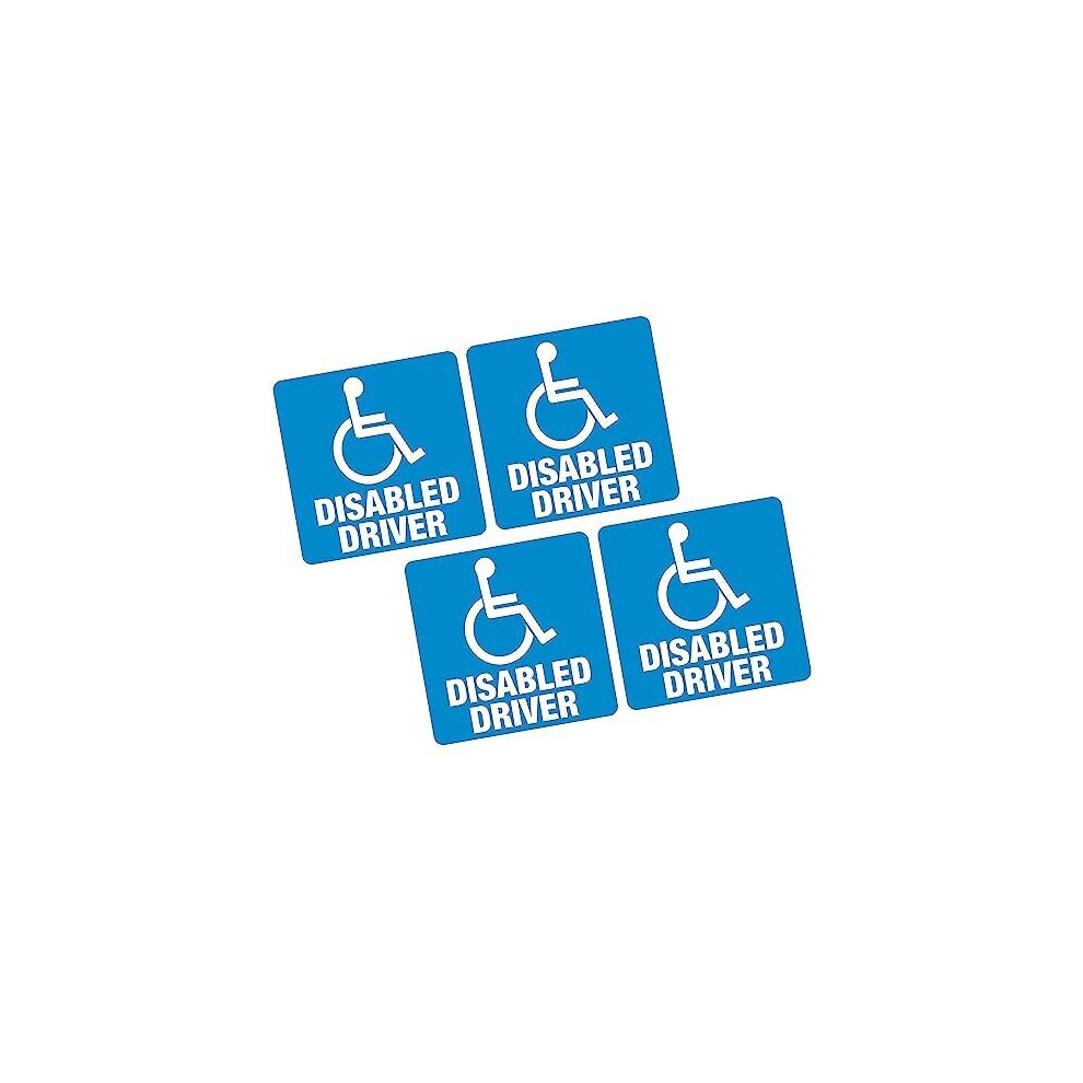 4 X Disability Badge - Disabled Driver - 4" 100Mm Vinyl Sticker Blue 684910287548
