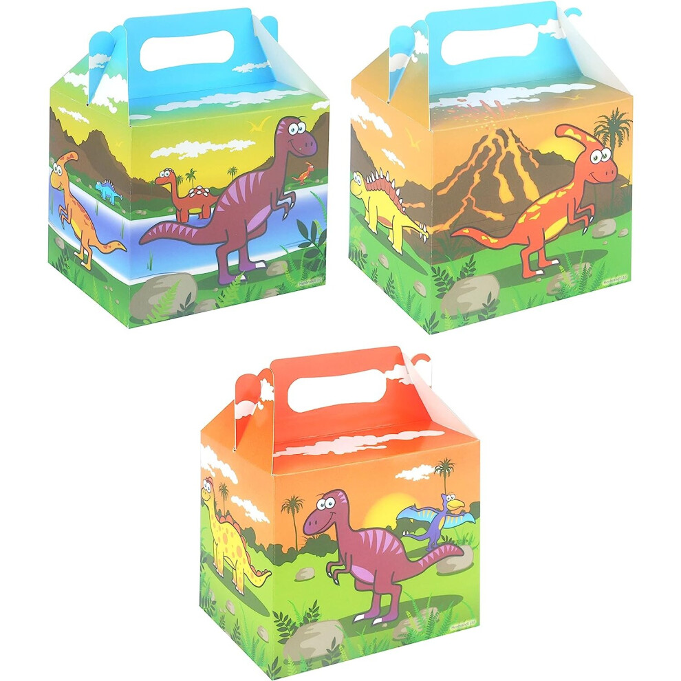 Dinosaur Design-12 Party Food Boxes Loot Lunch Meal Cardboard Gift Childrens Kids Happy Birthday