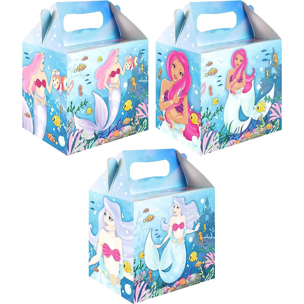 Mermaid Design-12 Party Loot Lunch Meal Cardboard Gift Boxes