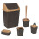 URBN Living (Brown) 5 Pc Bin Toilet Brush Toothbrush Soap Holder Set 1