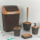 URBN Living (Brown) 5 Pc Bin Toilet Brush Toothbrush Soap Holder Set 3