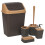 URBN Living (Brown) 5 Pc Bin Toilet Brush Toothbrush Soap Holder Set 4