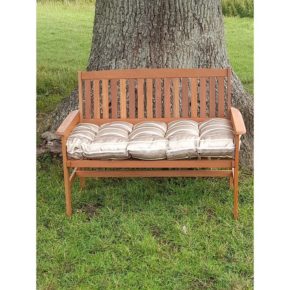 (4ft (122cm x 46cm)) Garden Bench Cushion / Swing Seat Cushion - 3ft, 4ft or 5ft - Blown Fibre Filling - Brown/Green?beige Stripe