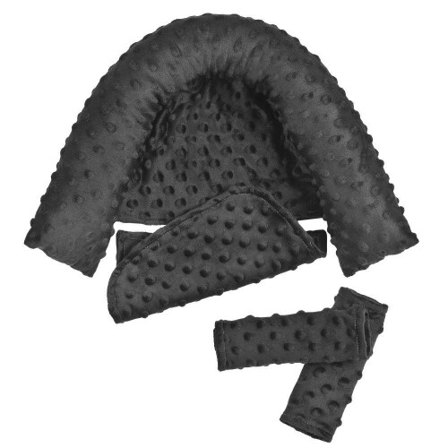 Extra Soft Head and Neck Support Pillow and Seat Belt Cover, (Black) 2