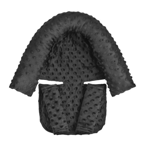 Extra Soft Head and Neck Support Pillow and Seat Belt Cover, (Black)