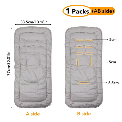 Stroller Mat, Universal Breathable Stroller Mat, 34x78cm 1 Pack (Grey) 2