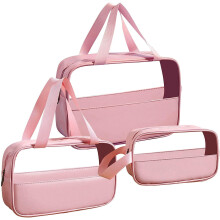 3 Pack Women's Cosmetic Bag Clear Travel Cosmetic Bag (Pink)