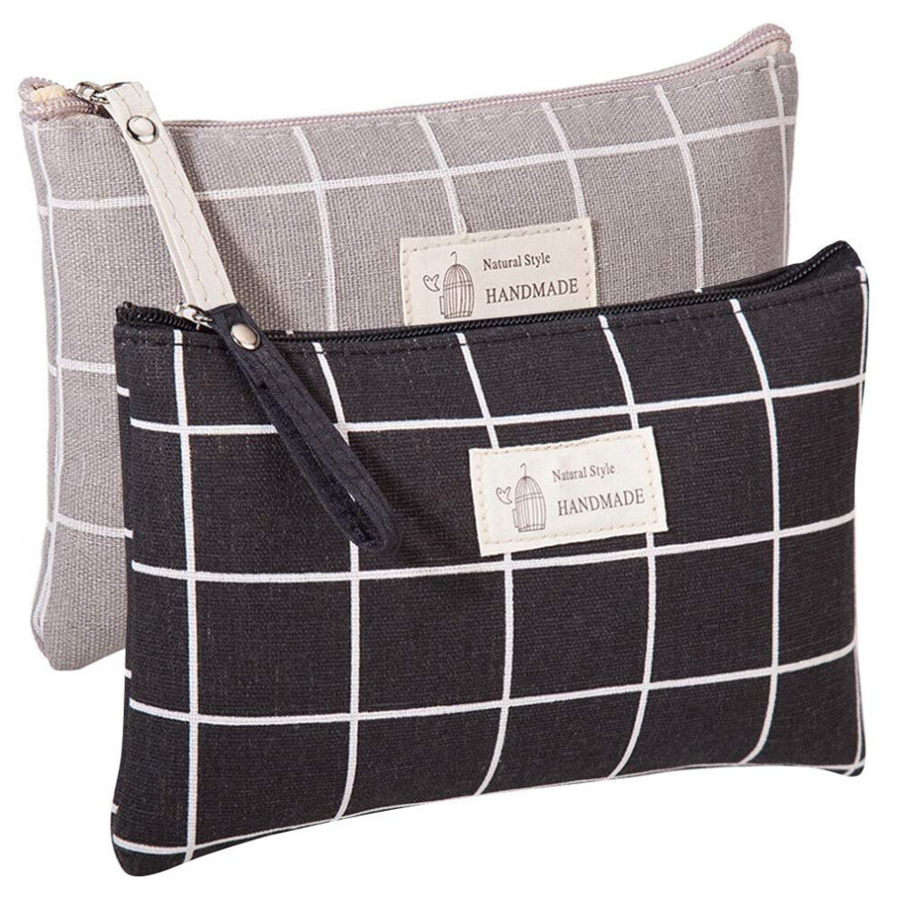 Gopatriot Memory 2 Pcs Women Funny Makeup Bag Cute Cosmetic Bag Pouch For Purse Toiletry Bag (Lattice)