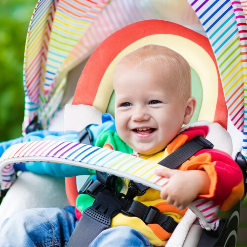 Stroller Cushion, Convertible Car Seat Insert Liner, Rainbow Red 2