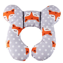 Baby Travel Pillow, Child Car Seat Head and Neck Support Pillow (Gray Fox)