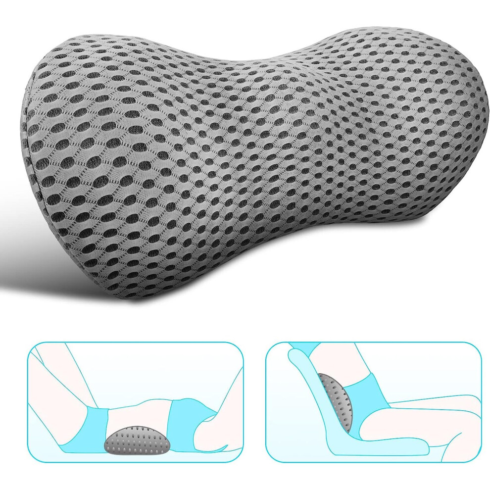 Gopatriot Memory Lumbar Support Pillow Memory Foam Lumbar Pillow For Lower Back Pain Relief (Grey) Grey