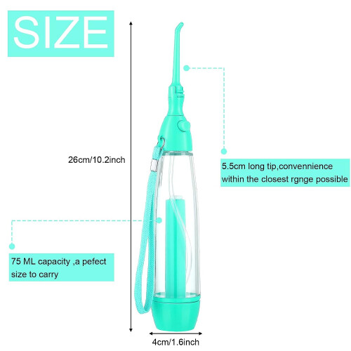 Dental Water Floss Hand Pump Low Pressure Irrigator (Green) 2