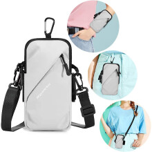 Phone Holder, Small Messenger Shoulder Holster Bag with Arm Strap (6.7 Inch, Gray)
