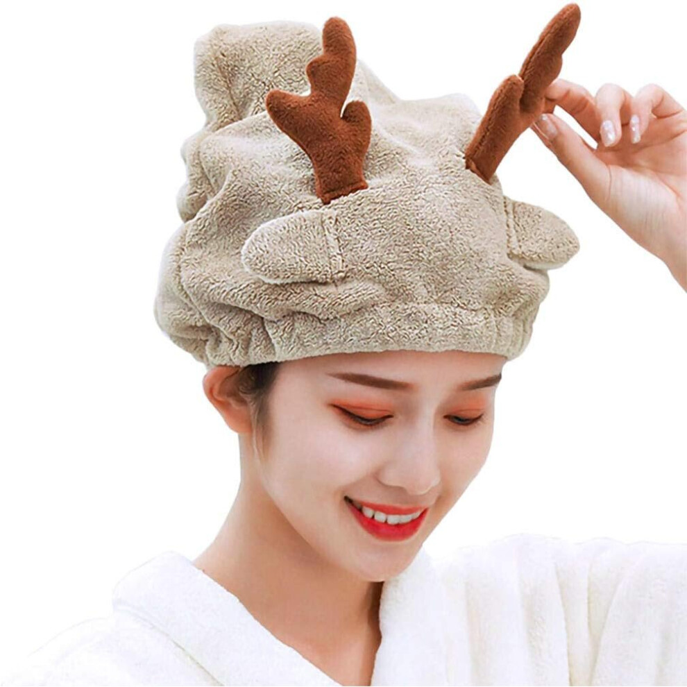 Gopatriot Memory Microfiber Towel Wrap Quick Dry Hair Bandana Shower Cap, Brown