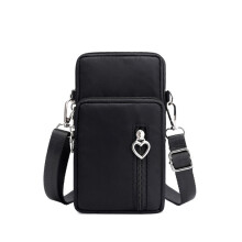 Women's Nylon Phone Wallet Travel Messenger Bag Wristband Sports Armband Wallet (Black)