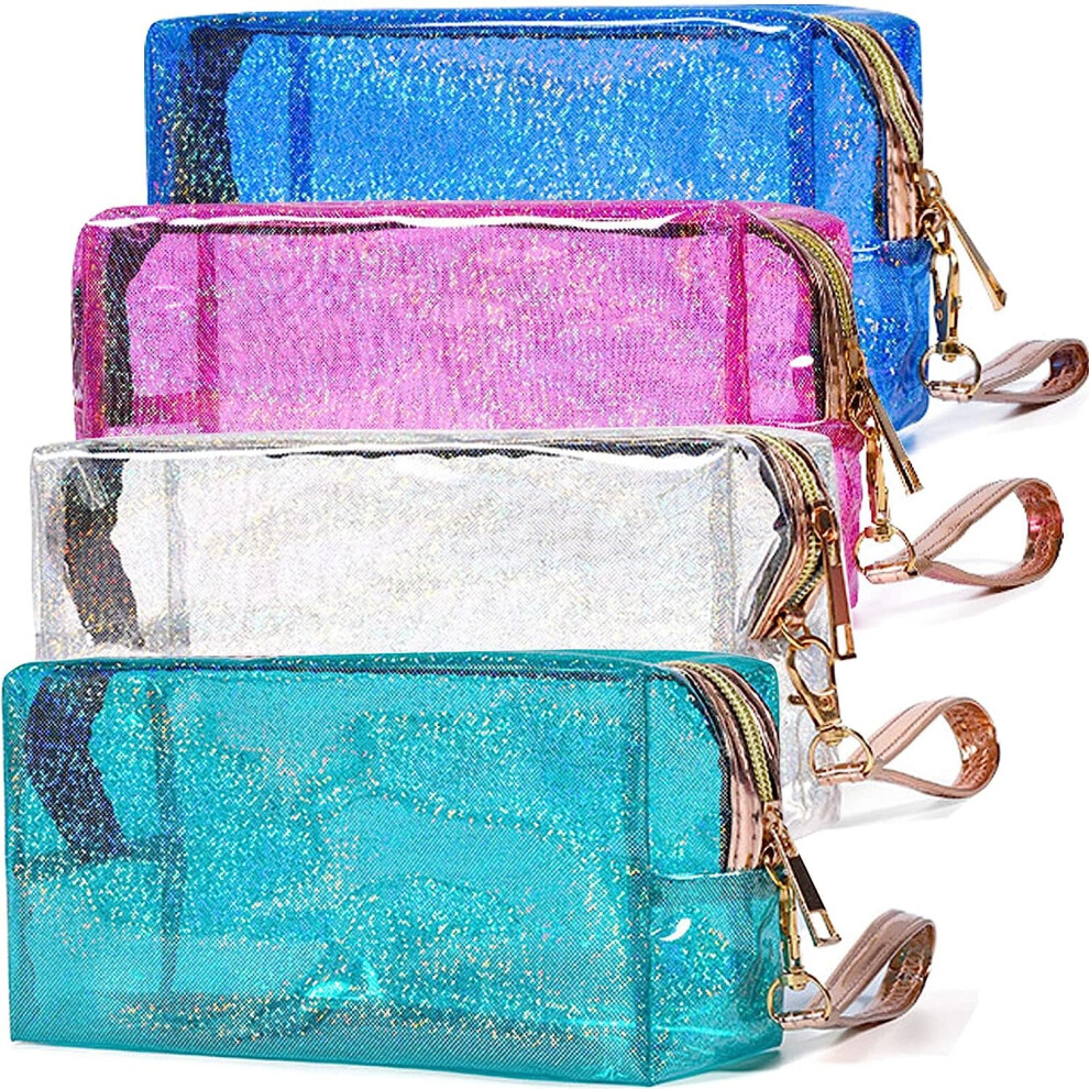 Gopatriot Memory 4Pcs Waterproof Cosmetic Bags, Ladies Transparent Cosmetic Bag, Pvc Zipper Toiletry Bag