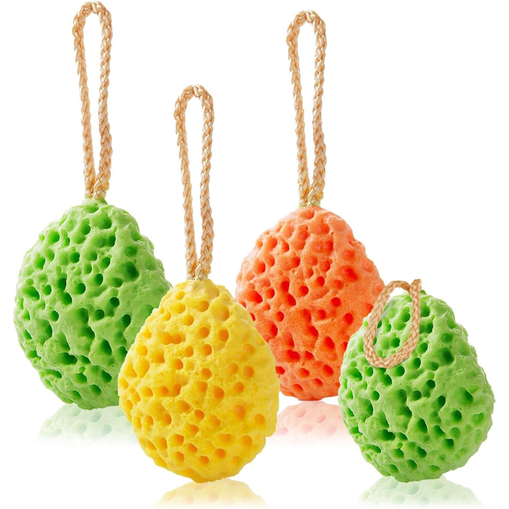Gopatriot Memory 4 Pack Adult Bath Sponge Scrubber Bath Tools
