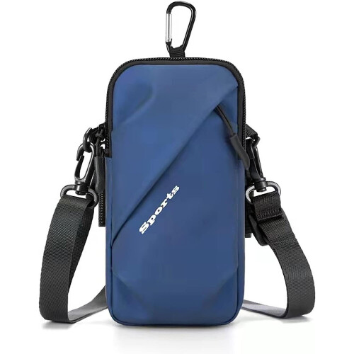 Phone Holder, Small Messenger Shoulder Holster Bag with Arm Strap (6.7", Blue)