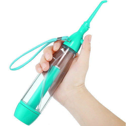 Dental Water Floss Hand Pump Low Pressure Irrigator (Green)