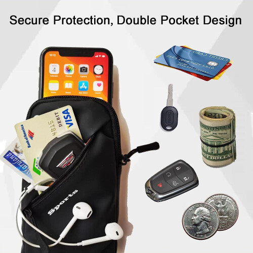 Phone Holder, Small Messenger Shoulder Holster Bag with Arm Strap (6.7", Black) 2