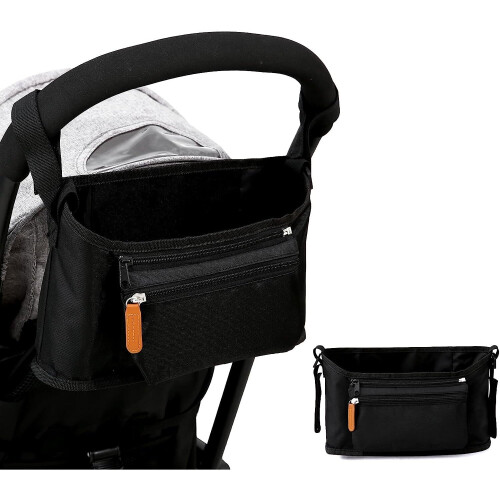 Stroller Diaper Organizer with Multiple Pockets, Black 2