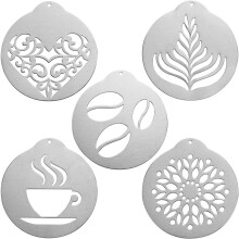 5-Pack Stainless Steel Coffee Latte Mold Decorating Tools