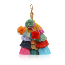Colorful Boho Pom Pom Tassel Bag Charm Key Chain