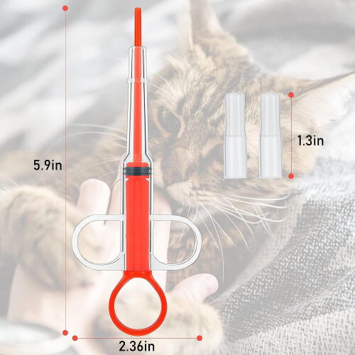 2 Piece Cat Shot Soft Pen Tip Pet Feeder (Red) 2
