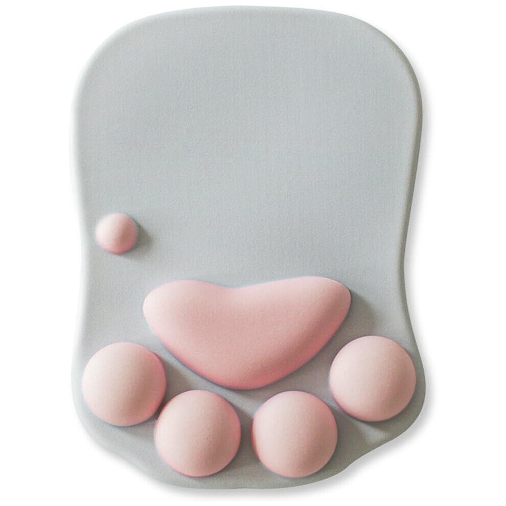 Cute Office Mouse Pad With Wrist Rest Cat Paw Design (Grey) Grey 9174082311192