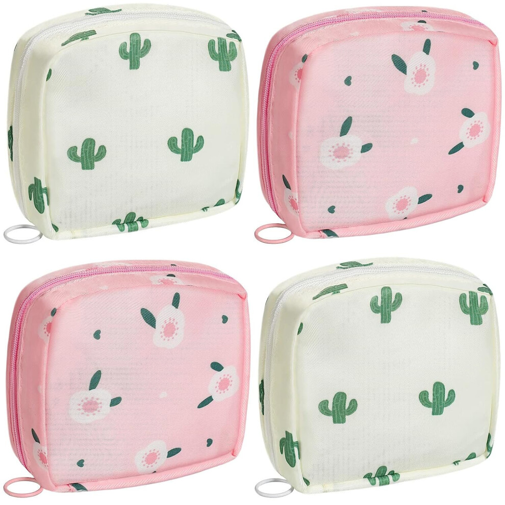 Gopatriot Memory 4 Pack Small Portable Travel Cosmetic Bag Organizer With Zipper Waterproof (Plant)