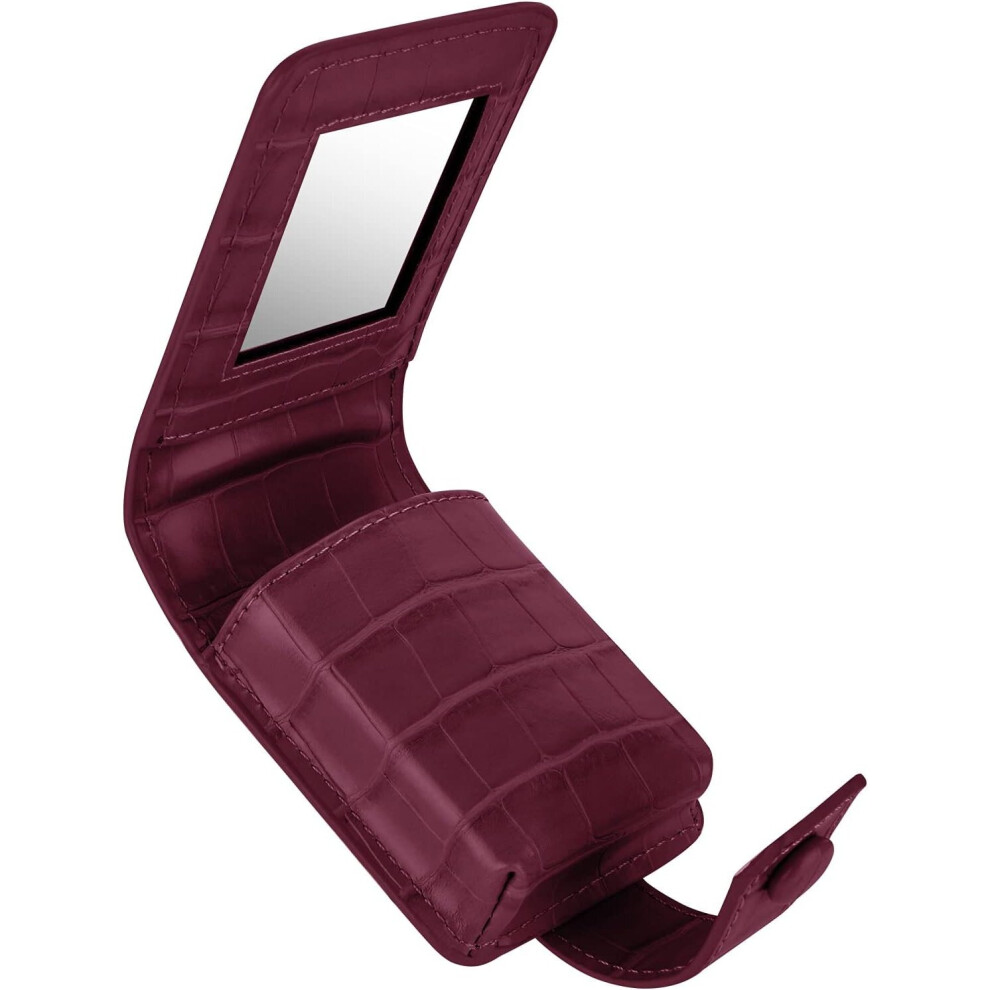Gopatriot Memory Red Women's Soft Pu Leather Makeup Lipstick Case With Mirror(Wine )