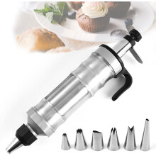 Stainless Steel Dessert Cake Decorating Tool with 6 Piping Frosting Nozzles