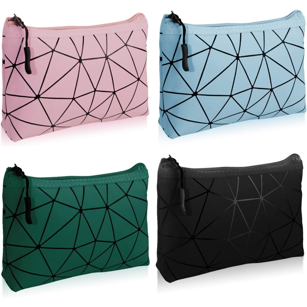 Gopatriot Memory Green/Blue/Pink 4 Pack Small Travel Cosmetic Bag Waterproof Cosmetic Bag With Zipper (++Pink+Black)
