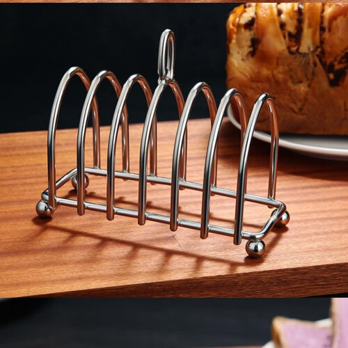 Toast Bread Rack Stand Stainless Steel Toast Rack with Feet and Loop Handle 2