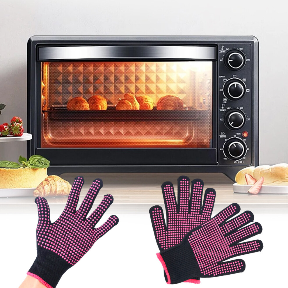 Olymdo (Red) 1 Pair Extreme Heat Resistant Mitts Bbq Grilling Cooking Oven Gloves Red