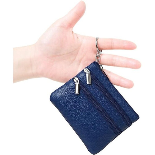 Ladies Mini Coin Purse with Keychain (Blue) 2