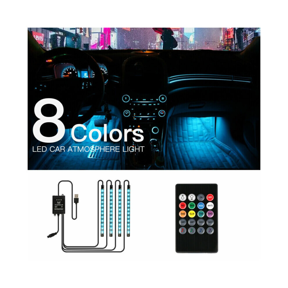 (Usb Powered) Car Interior Footwell Led Strip S Rgb Multicolour Remote Atmosphere Lamp Light 5061021762730