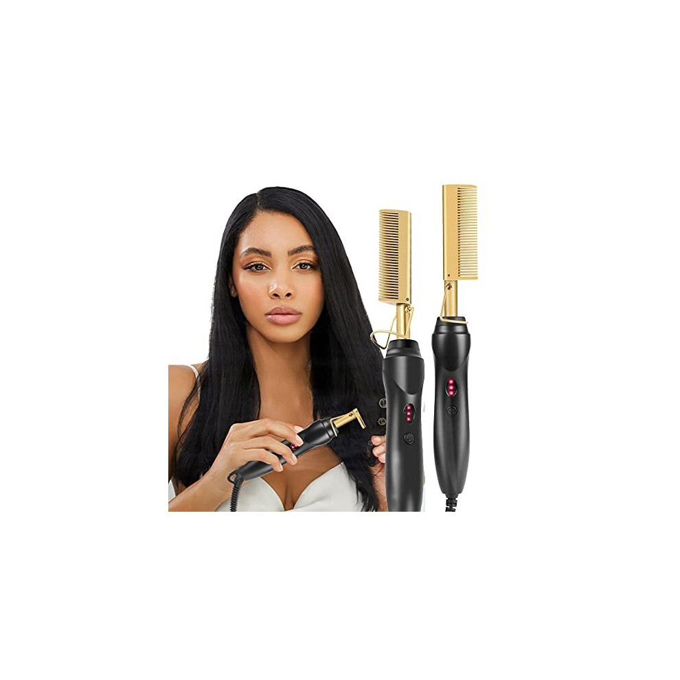 Ifsecond Hot Comb Hair Straightener, Electric Straightening Brush For Thick Afro Hair, Wig, Beard, Hot Anti-Scald Portable Curling Flat Iron, Salon For Home