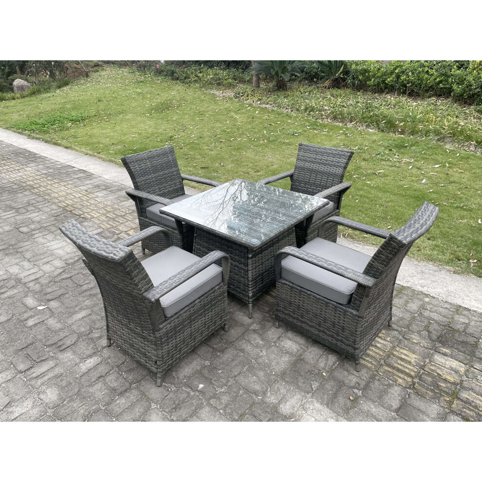 B&Q - Rattan Garden Furniture Dining Set Table And Chairs Pe Wicker Patio Outdoor 4 Chairs Plus Square Table - Image 3