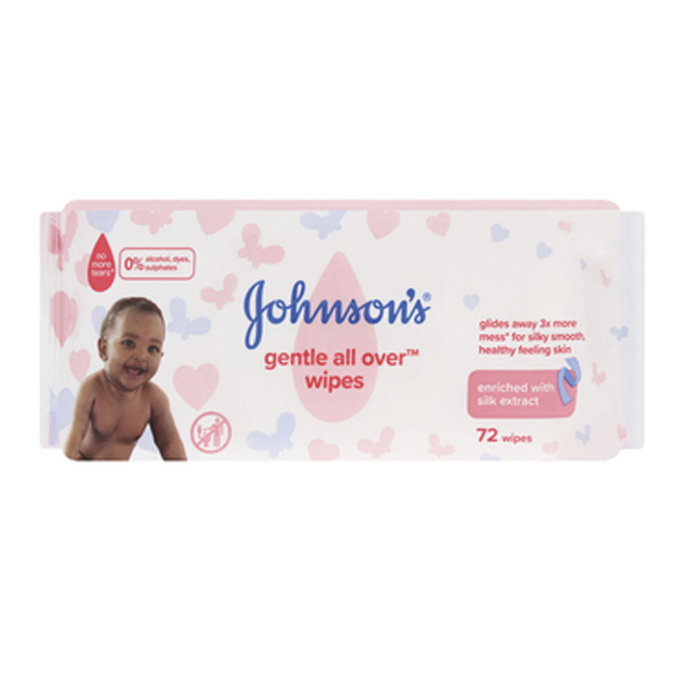 Johnsons gentle all over wipes - 6 x 72 wipes (432 in total)