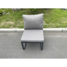 Fimous Aluminum Outdoor Garden Furniture Armless Sofa Chair With Seat And Back Cushion Dark Grey
