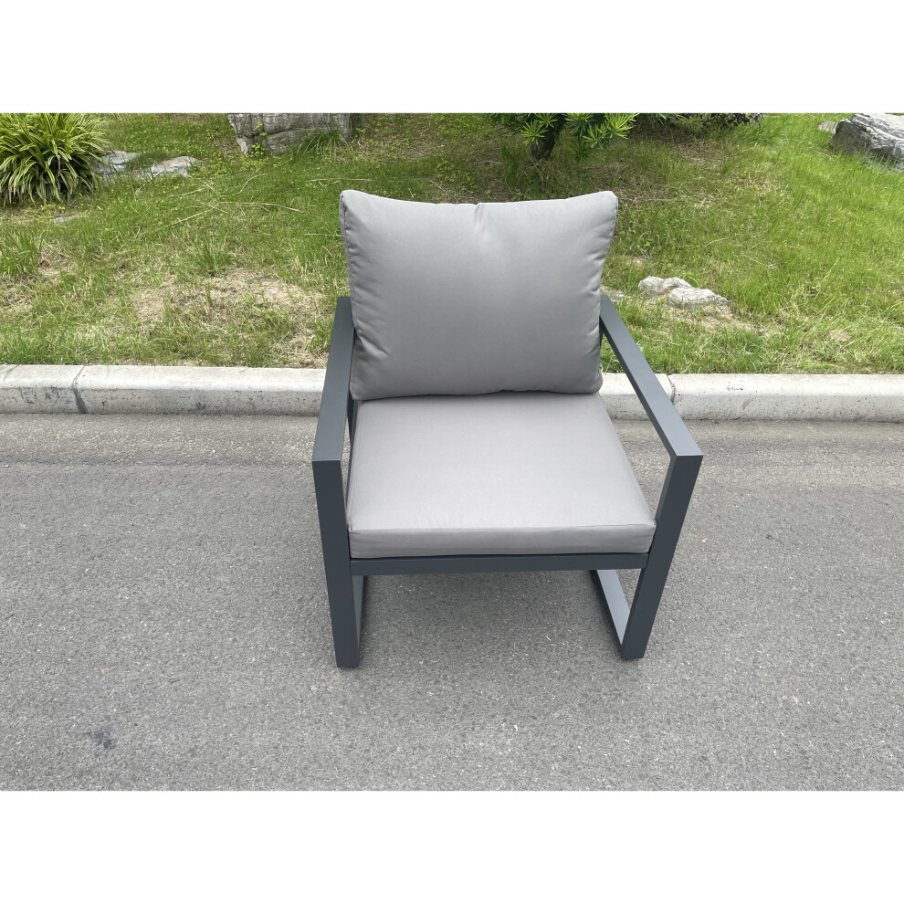 Fimous Outdoor Garden Armchair - Dark Grey Mixed Rattan With Dark Grey Fabric - Image 3